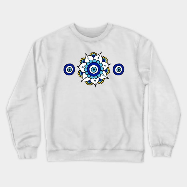 Blue Evil Eyes Crewneck Sweatshirt by HLeslie Design